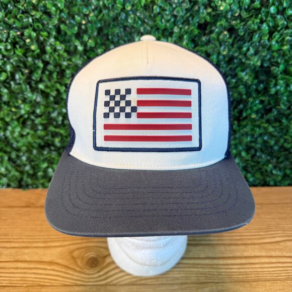 Patriotic Flag Fox Racing Snapback Hat Cap Mesh One Size OSFA - Picture 1 of 7